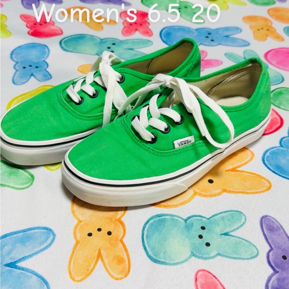 Vans Women's Low-Top Canvas Sneakers in Bright Green with White Accents